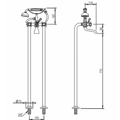 Badkarsblandare - Horus Ascott inkl. ståndarben - Krom