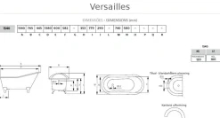 Badkar - Versailles vit gjutjärn med tassar, 154 cm