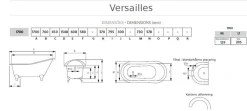 Badkar - Versailles vit gjutjärn med tassar, 170 cm