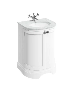 Badrumskommod rundad Burlington - 65 cm matt vit/dörr