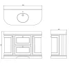 Badrumskommod rundat Burlington - 134 cm vit/Carrara/låda