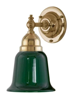 Badrumslampa - Adelborg mässing, grön klocka