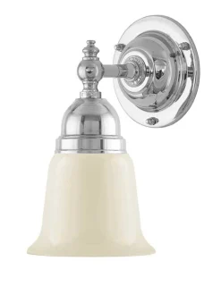 Badrumslampa - Adelborg nickel, benvit klocka