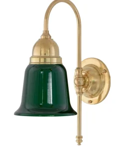 Badrumslampa - Ahlström 60 mässing, grön klocka