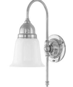 Badrumslampa - Ahlström 60 nickel, opalvit klocka