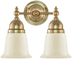 Badrumslampa - Bergman mässing, benvit klocka