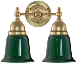 Badrumslampa - Bergman mässing, grön klocka
