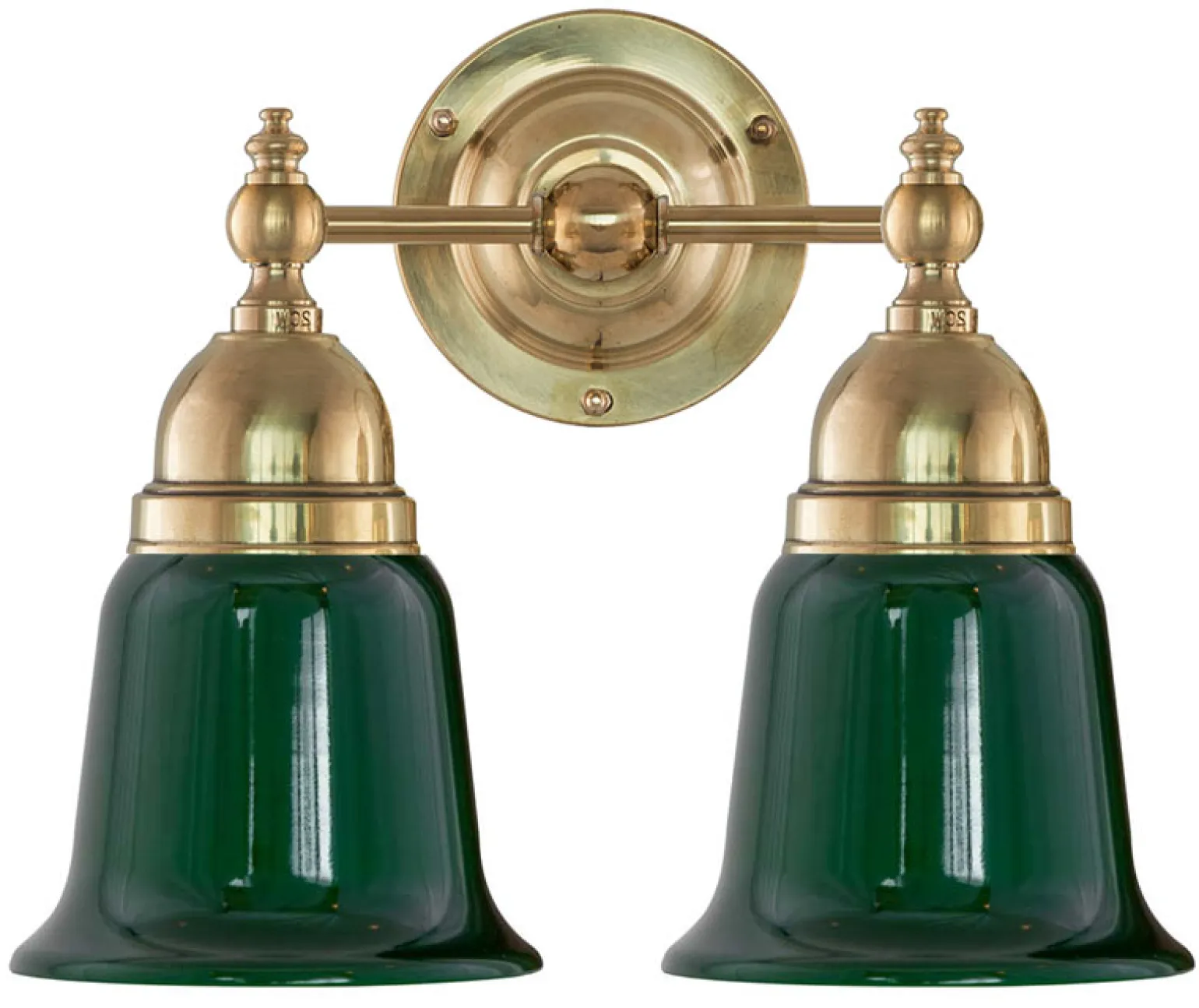 Badrumslampa - Bergman mässing, grön klocka