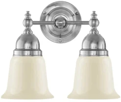 Badrumslampa - Bergman nickel, benvit klocka