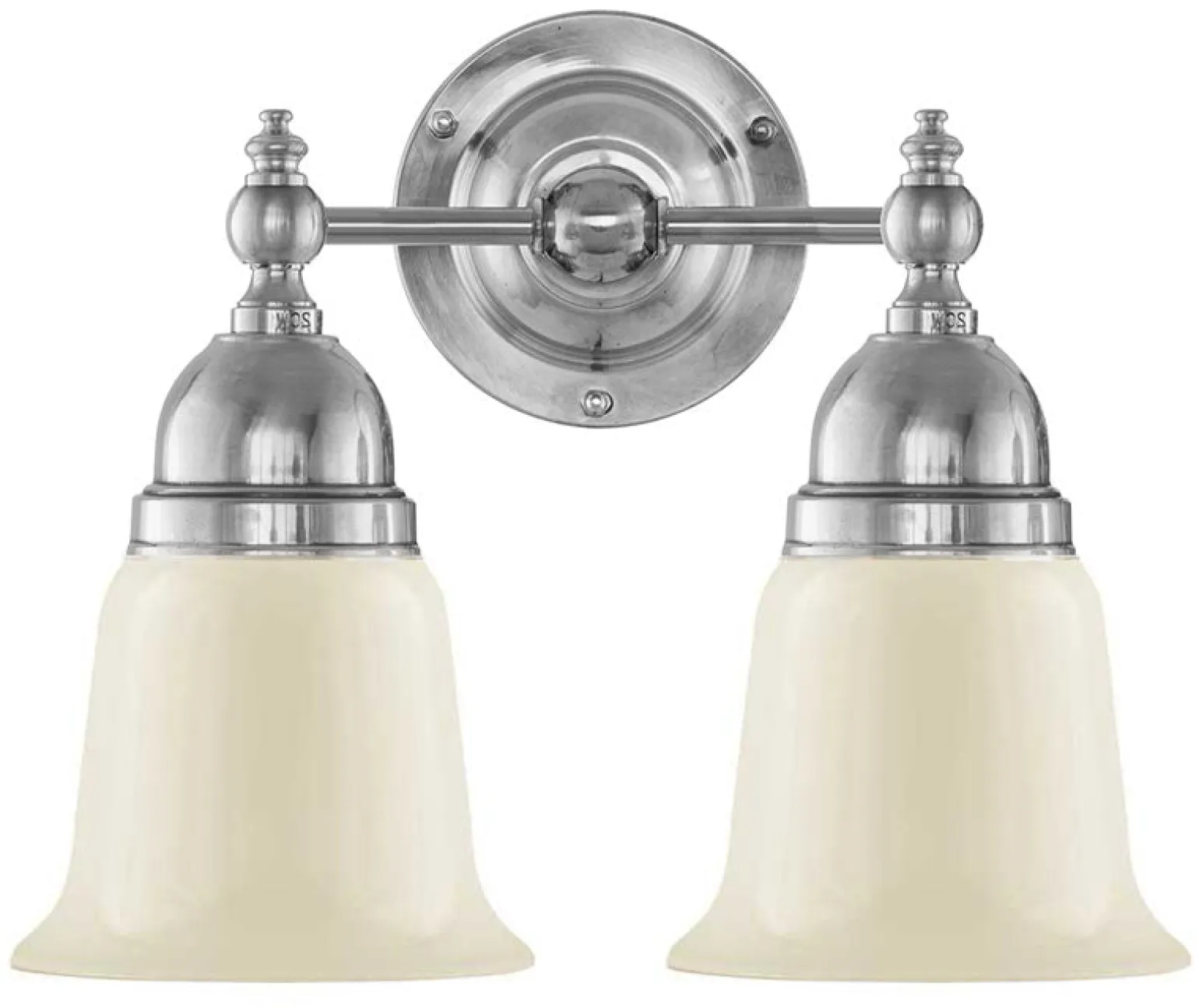 Badrumslampa - Bergman nickel, benvit klocka