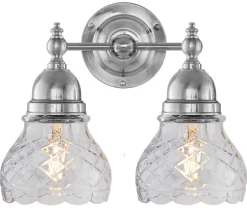 Badrumslampa - Bergman nickel, klarglas