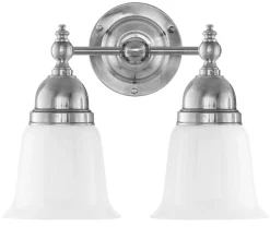 Badrumslampa - Bergman nickel, opalvit klocka