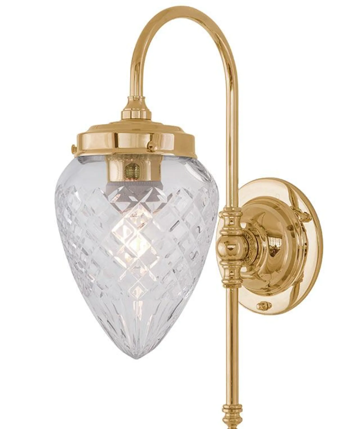 Badrumslampa - Blomberg 80 mässing, klarglas droppe
