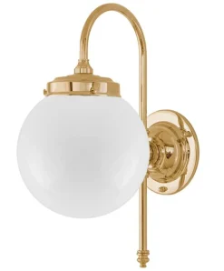 Badrumslampa - Blomberg 80 mässing, opalvit klot