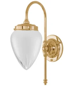 Badrumslampa - Blomberg 80 mässing, slipat mattglas droppe