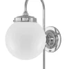 Badrumslampa - Blomberg 80 nickel, opalvit klot