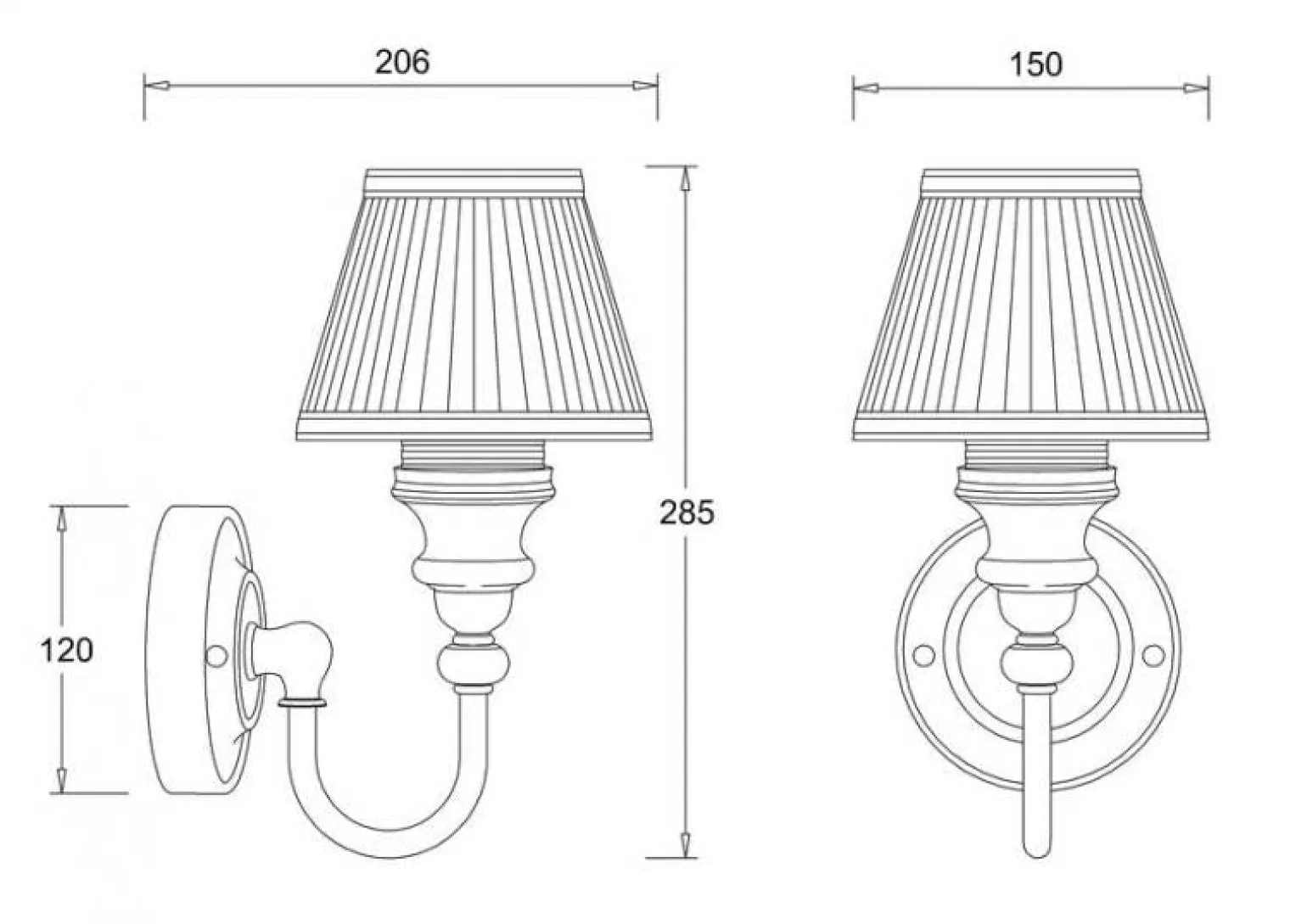 Badrumslampa Burlington - Vägglampa med vit tygskärm