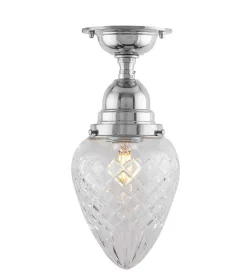 Badrumslampa - Byström 80 nickel, klardroppe