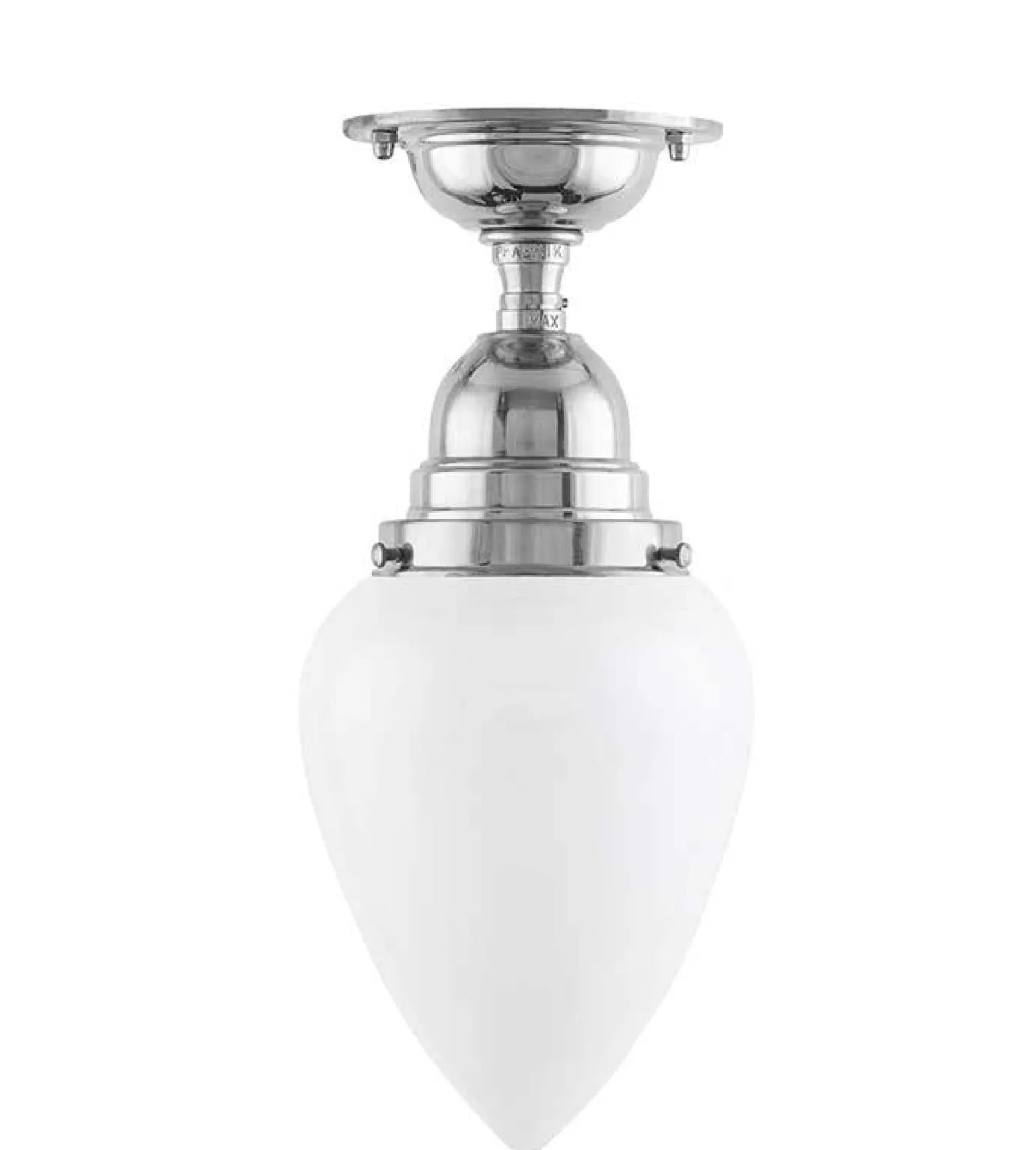 Badrumslampa - Byström 80 nickel, vit droppe