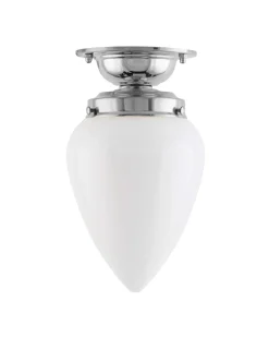 Badrumslampa - Lundkvist 80 nickel, vit droppe