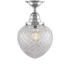 Badrumslampa - Taklampa Byström 100 nickel, klardroppe