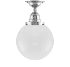 Badrumslampa - Taklampa Byström 100 nickel, klotskärm