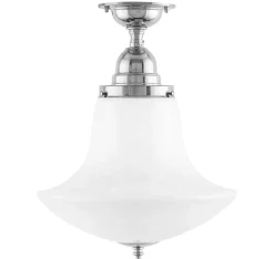 Badrumslampa - Taklampa Byström 100 nickel, klottrattskärm
