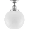 Badrumslampa - Taklampa Byström 100 nickel, stor klotskärm