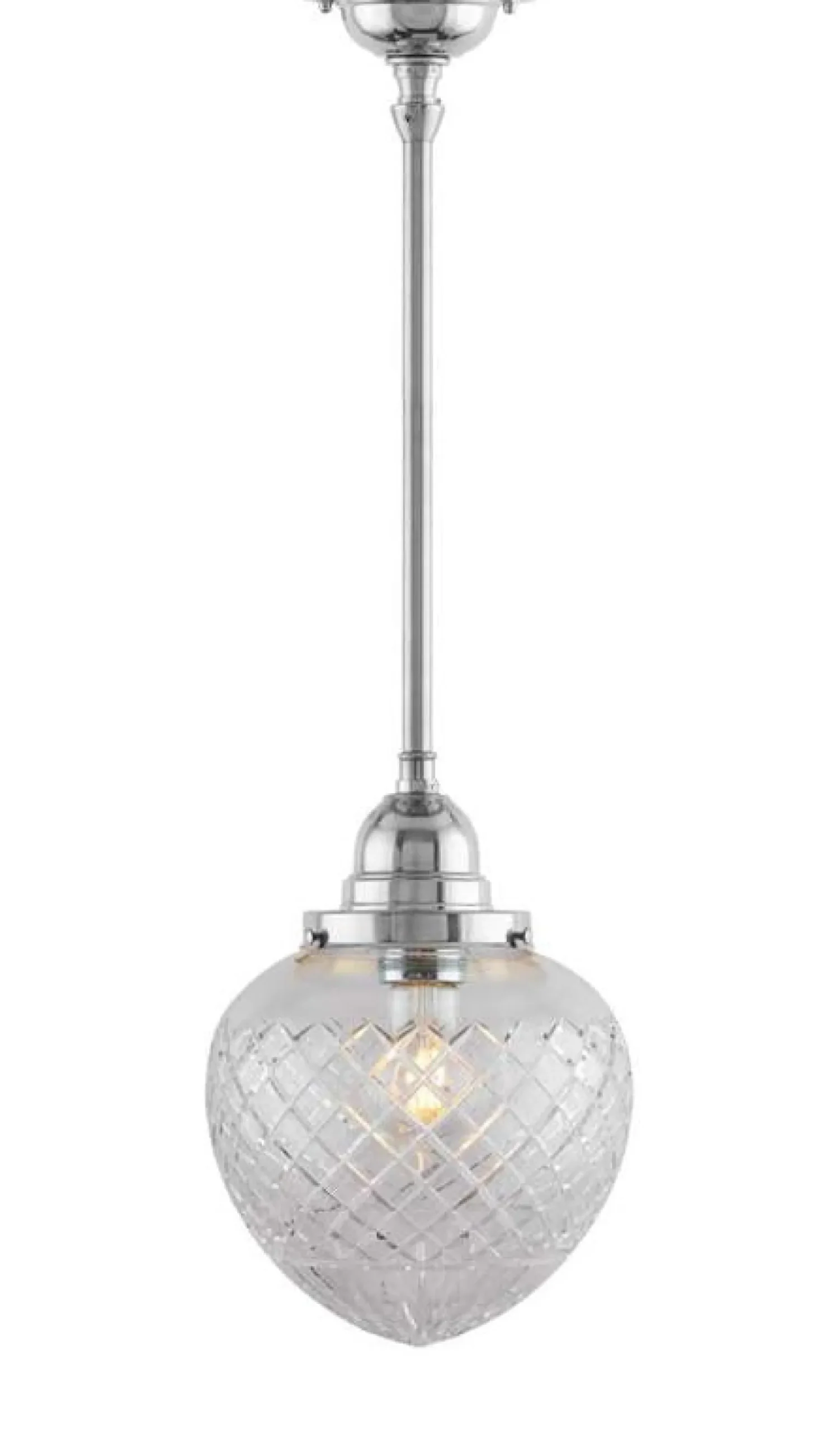 Badrumslampa - Taklampa Byströmpendel 100 nickel, klardroppe