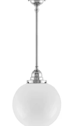 Badrumslampa - Taklampa Byströmpendel 100 nickel, stor klotskärm