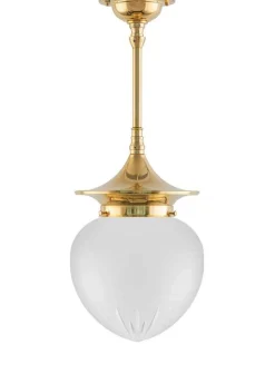 Badrumslampa - Taklampa Dahlbergspendel 100 mässing, mattglas droppe