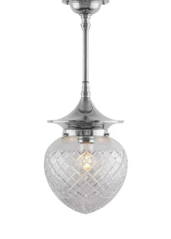 Badrumslampa - Taklampa Dahlbergspendel 100 nickel, klarglas droppe