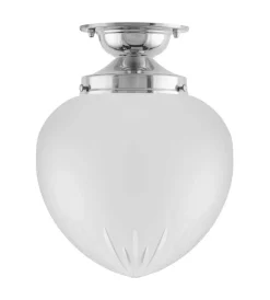 Badrumslampa - Taklampa Lundkvist 100 nickel, mattdroppe