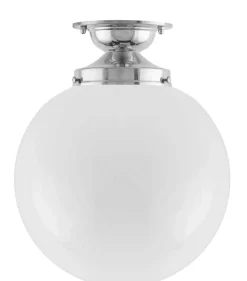 Badrumslampa - Taklampa Lundkvist 100 nickel, stor klotskärm
