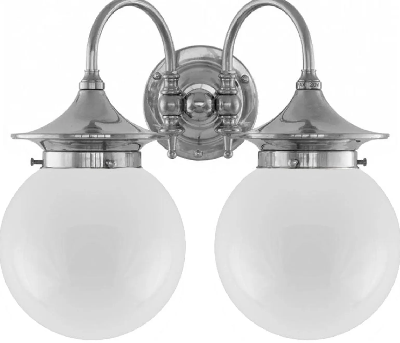 Badrumslampa - Tigerstedt nickel, opalvita klot