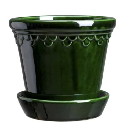 Bergs Potter Kruka med fat, Jugend - Grön 25 cm