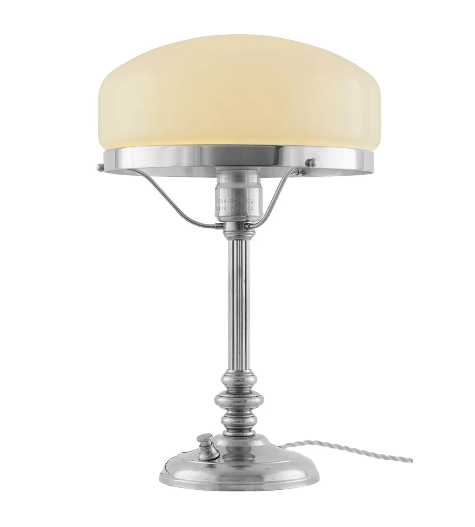Bordslampa - Karlfeldt nickel, benvit skärm