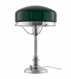 Bordslampa - Karlfeldt nickel, grön skärm