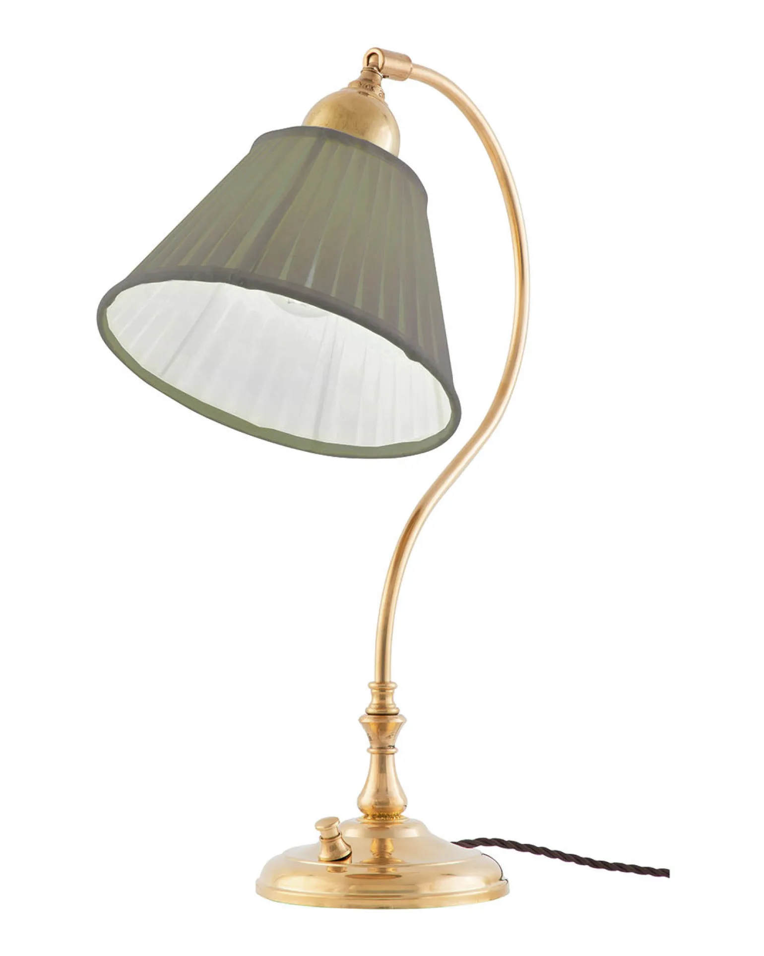 Bordslampa - Lagerlöf mässing, olivgrön tygskärm
