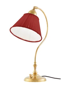 Bordslampa - Lagerlöf mässing, röd tygskärm