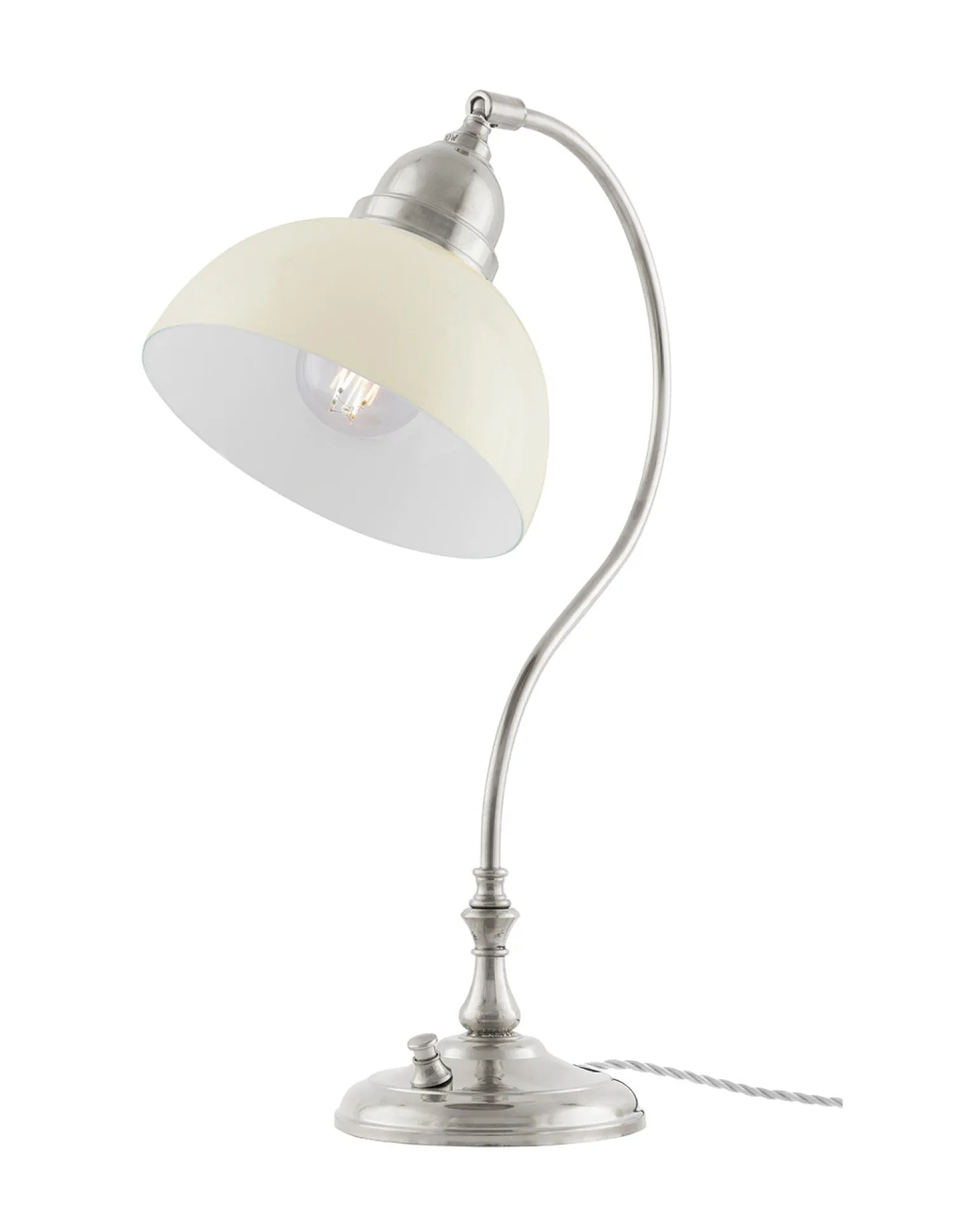 Bordslampa - Lagerlöf nickel med benvit skärm