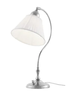 Bordslampa - Lagerlöf nickel, vit tygskärm