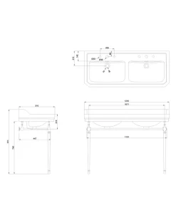 Burlington Edwardian - Dubbeltvättställ 120 cm