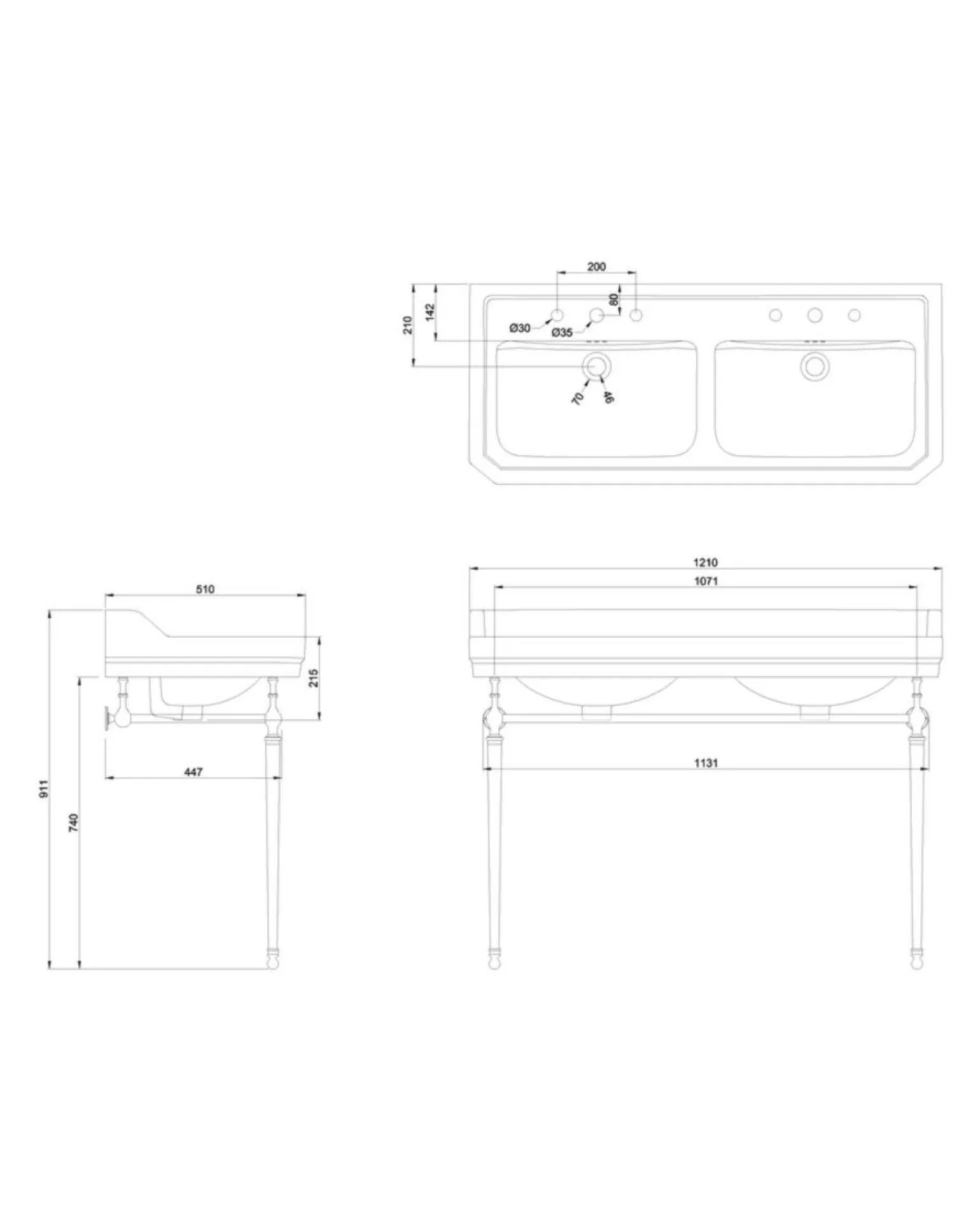Burlington Edwardian - Dubbeltvättställ 120 cm