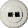 Datajack - Dubbel RJ45 vitt porslin