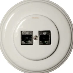 Datajack - Dubbel RJ45 vitt porslin