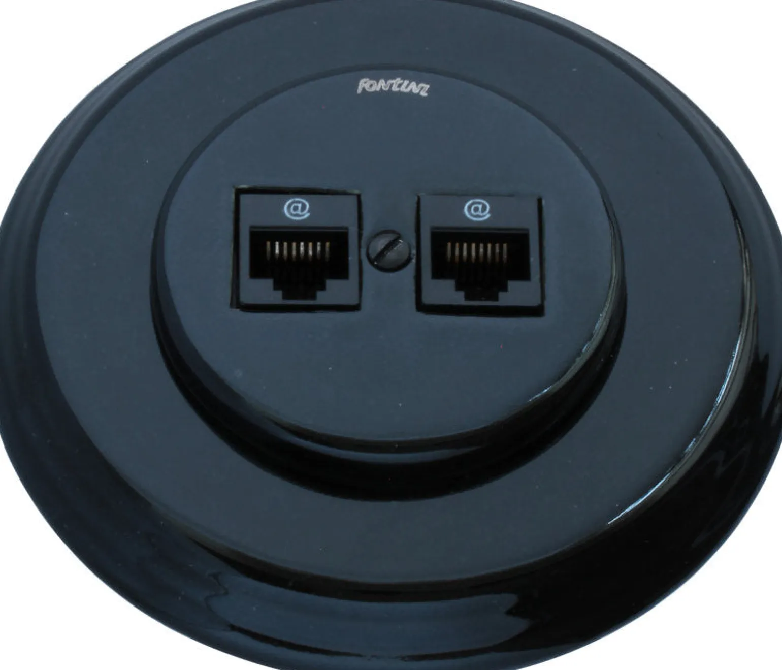 Datajack - Dubbelt RJ45 svart porslin