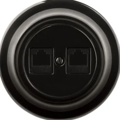 Datauttag 2xRJ45 svart porslin - ABB Decento