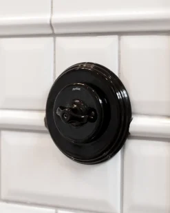 Dubbeldimmer - Vriddimmer med kronfunktion svart porslin