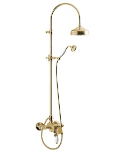 Duschset - Kensington retro med termostatblandare, guld
